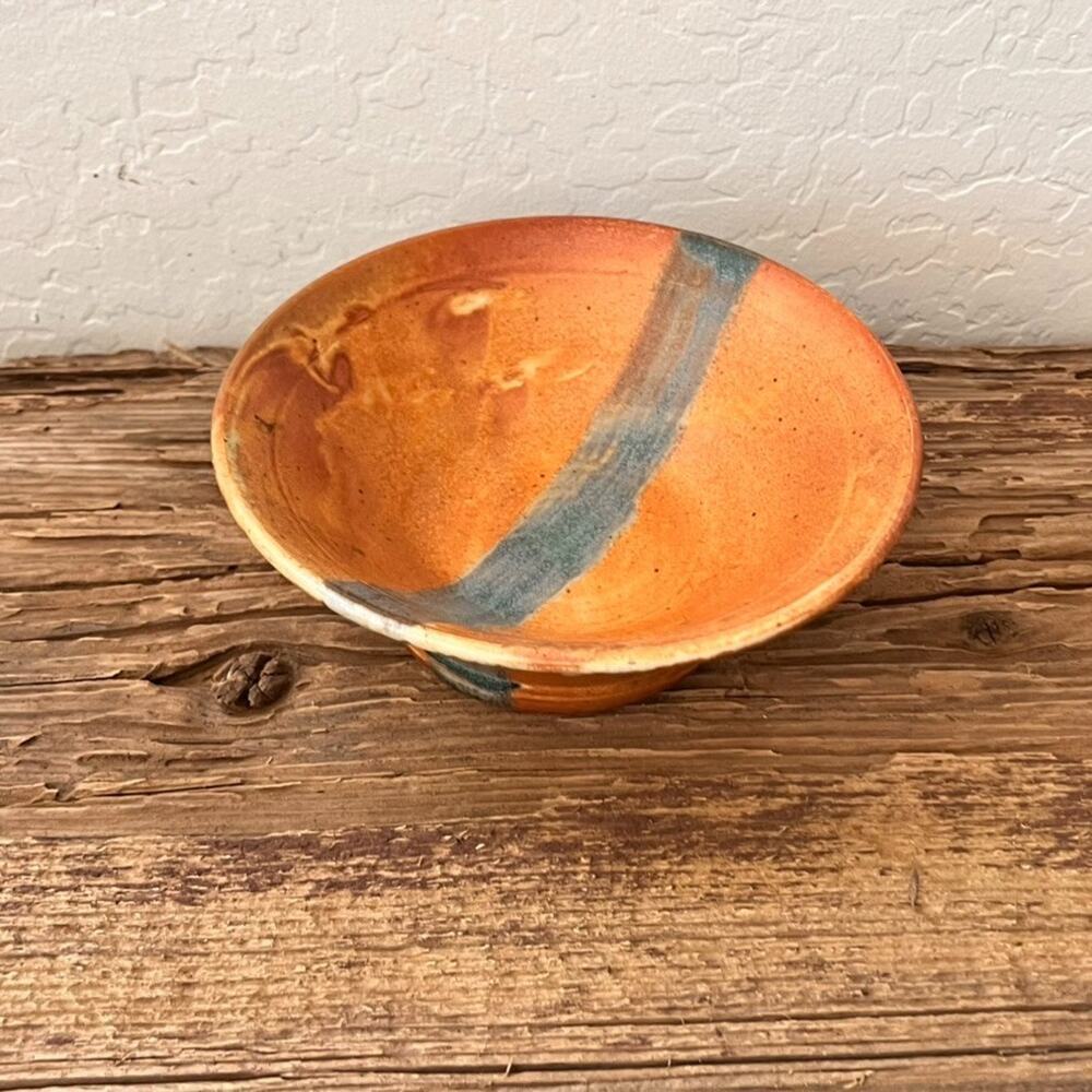 Art Studio Pottery Bowl Warm Tones Single Stripe MCM 6.75" - Picture 5 of 16